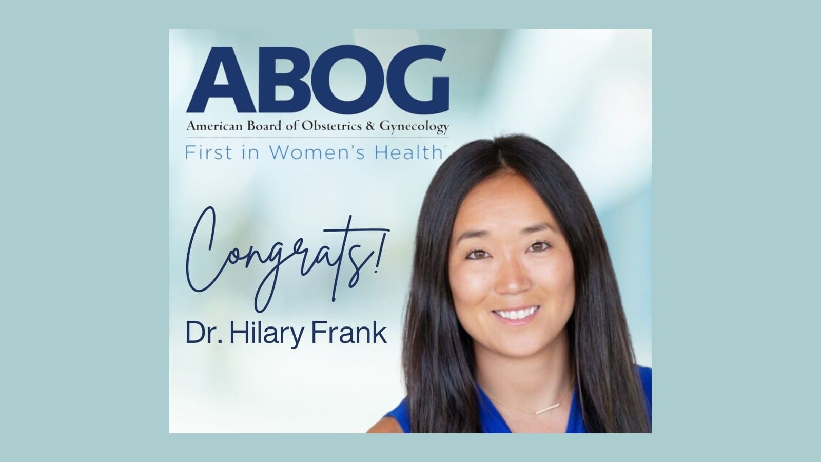 Congratulations Dr. Hillary Frank